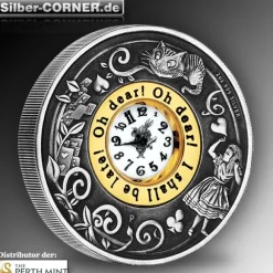 Alice im Wunderland 2 Oz Silber Antique inklusive Uhr*