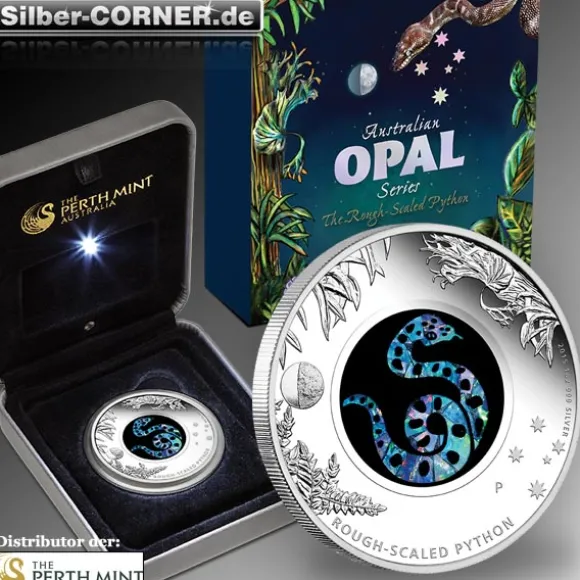 Austraian Opal Series - Python 1 OZ Silber Proof 2015 +Box +COA *