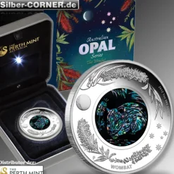 Australian Opal Series-Wombat- 1 Oz Silber Proof+Box+CoA*