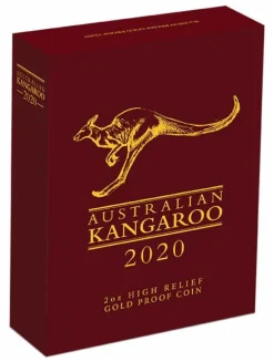 Australien Kangaroo 2 Oz Gold High Relief 2020 + Box + COA