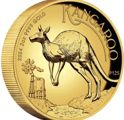 Australien Känguru - High Relief - 2 Unzen Gold 2024 +Box +COA