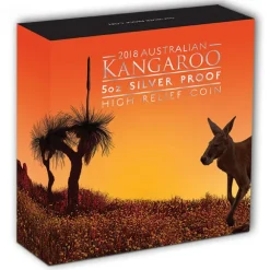 Australien Känguru 5 Oz Silber High Relief 2018 +Box + COA*