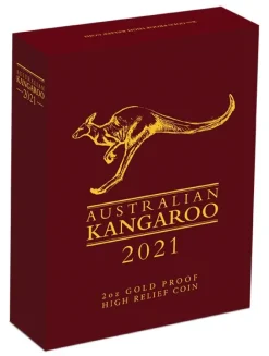 Australien Känguru 2 Unzen Goldmünze High Relief 2021