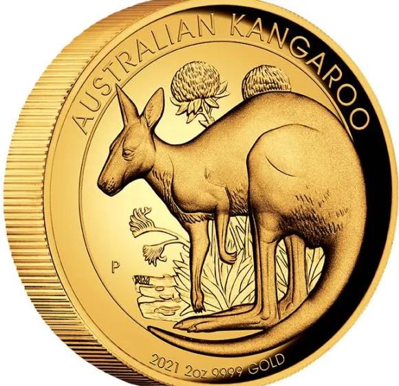 Australien Känguru 2 Unzen Goldmünze High Relief 2021