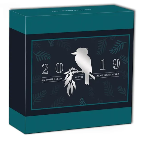 Australien Kookaburra 5 Unzen Silber 2019 High Relief +Box +COA*