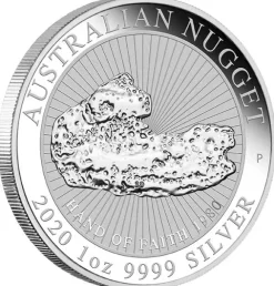 Australien Nugget - Hand of Faith - 1 Oz Silber 2020 *
