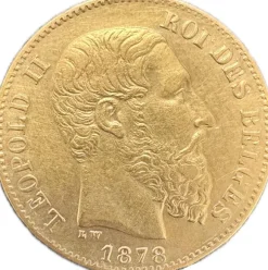 Belgien Leopold II. 20 Francs Goldmünze