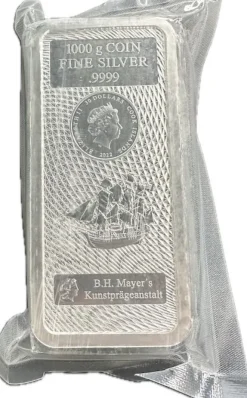 B.H. Mayer´s 1 Kg Silber Münzbarren Cook Island 30 CID*
