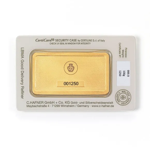 C. Hafner 100 Gramm Goldbarren geprägt