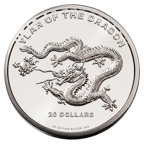 Cook Island Drache 20 Unzen Silber 2012*