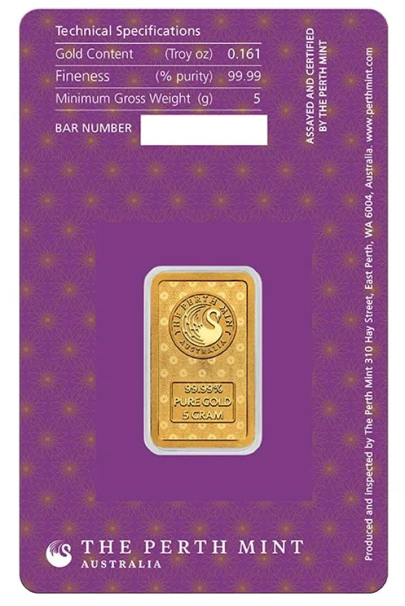 Diwali 5 Gramm Goldbarren Perth Mint