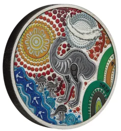 Emu Utingat 2 Unzen Silber Antik farbig 2025 +Box +COA
