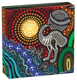 Emu Utingat 2 Unzen Silber Antik farbig 2025 +Box +COA