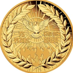 End of WW2 75th Anniversary 2 Oz Gold 2020 Proof + Box