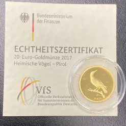 20 Euro - Heimische Vögel - Pirol - 1/8 Unze Gold 2017