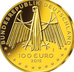 100 Euro - Oberes Mittelrheintal - Goldmünze 2015 +Box +COA