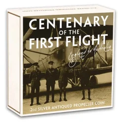 First Flight Eng to Aus 2 oz Antik Silber 2019*