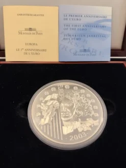 Frankreich 1. Geburtstag des Euro 1 KG Silber 2003 + Box + COA*
