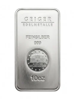 Geiger 10 Oz Silberbarren Goldengüssa
