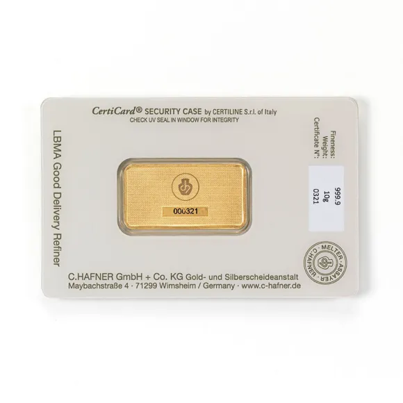 10 Gramm Goldbarren C. Hafner geprägt