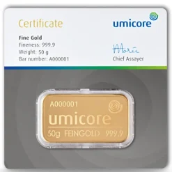 50 Gramm Goldbarren Umicore