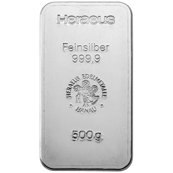 500 Gramm Heraeus Silberbarren (regelbesteuert)
