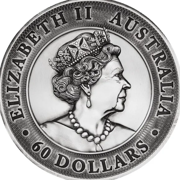 Great Barrier Reef 2 KG Silber Antik Finish 2021 +Box +COA*