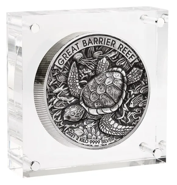 Great Barrier Reef 2 KG Silber Antik Finish 2021 +Box +COA*