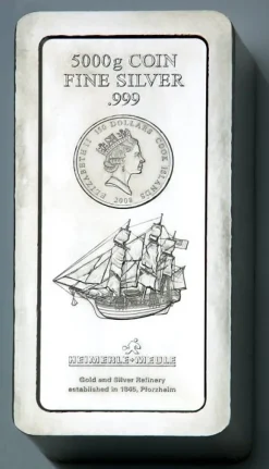 Heimerle + Meule 5 Kg Muenzbarren Silber Cook Island 150CID *