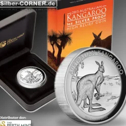 High Relief Kangaroo 1 Oz Silber 2013 + Box + CoA *