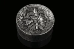 Honey Bee - 2 Kg Silber Antik Finish High Relief 2024 + Box +COA*