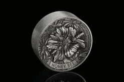 Honey Bee - 2 Kg Silber Antik Finish High Relief 2024 + Box +COA*