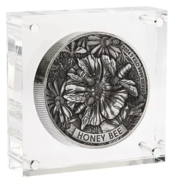 Honey Bee - 2 Kg Silber Antik Finish High Relief 2024 + Box +COA*