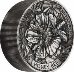 Honey Bee - 2 Kg Silber Antik Finish High Relief 2024 + Box +COA*