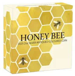 Honey Bee - 2 Oz Silber Antik Finish 2025 +Box +COA