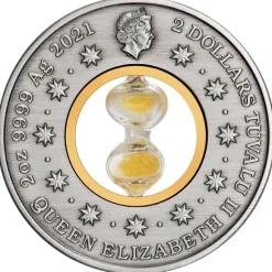Hourglass - Sanduhr - 2 Unzen Silber Antik +Box +COA *