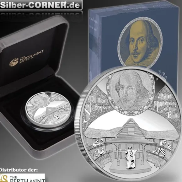II.Wahl Karton eingerissen 450th Anniversary of Wiliam Shakespeare 5 Oz Silber Proof Coin *