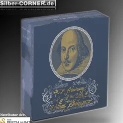 II.Wahl Karton eingerissen 450th Anniversary of Wiliam Shakespeare 5 Oz Silber Proof Coin *