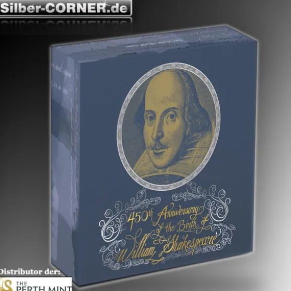 II.Wahl Karton eingerissen 450th Anniversary of Wiliam Shakespeare 5 Oz Silber Proof Coin *