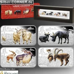 Jahr der Ziege Rectangle Set 4 x 1 Oz Silber + Box + COA*