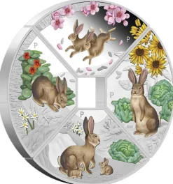 Jahr des Hasen - Quadrant - 4 x 1 Unze Silber Proof + Box +Zertifikat
