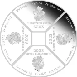 Jahr des Hasen - Quadrant - 4 x 1 Unze Silber Proof + Box +Zertifikat