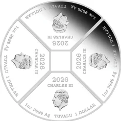 Jahr des Pferdes - Quadrant - 4 x 1 Unze Silber Proof 2026 + Box +Zertifikat