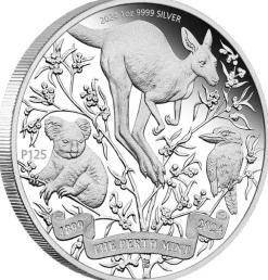 125Jahre Perth Mint Typeset 4 x 1 Oz Silber 2024 + Box * COA