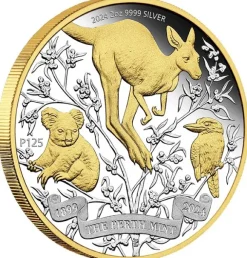 125 Jahre Perth Mint 2 Unzen Silber Proof vergoldet + Box +COA