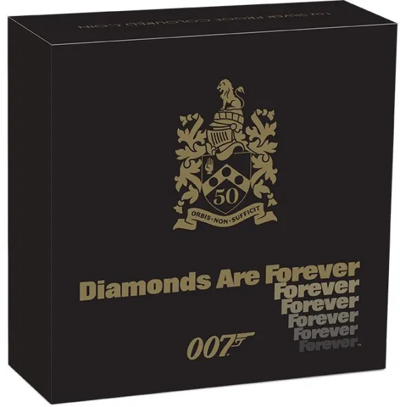 James Bond 007 - Diamonds Are Forever - 50th Anniv. 1 Oz Silber Proof 2021 +Box +COA*