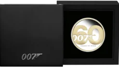 James Bond - 60 Years of Bond - 2 Oz Silber PP vergoldet + Box +COA*