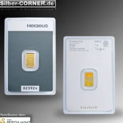Kinebarren 1 Gramm Goldbarren Heraeus