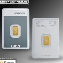 Kinebarren 2 Gramm Goldbarren Heraeus