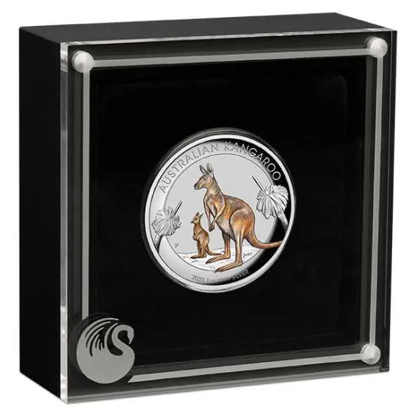 Känguru 1 Oz Silber High Relief farbig 2020 +Box +COA*
